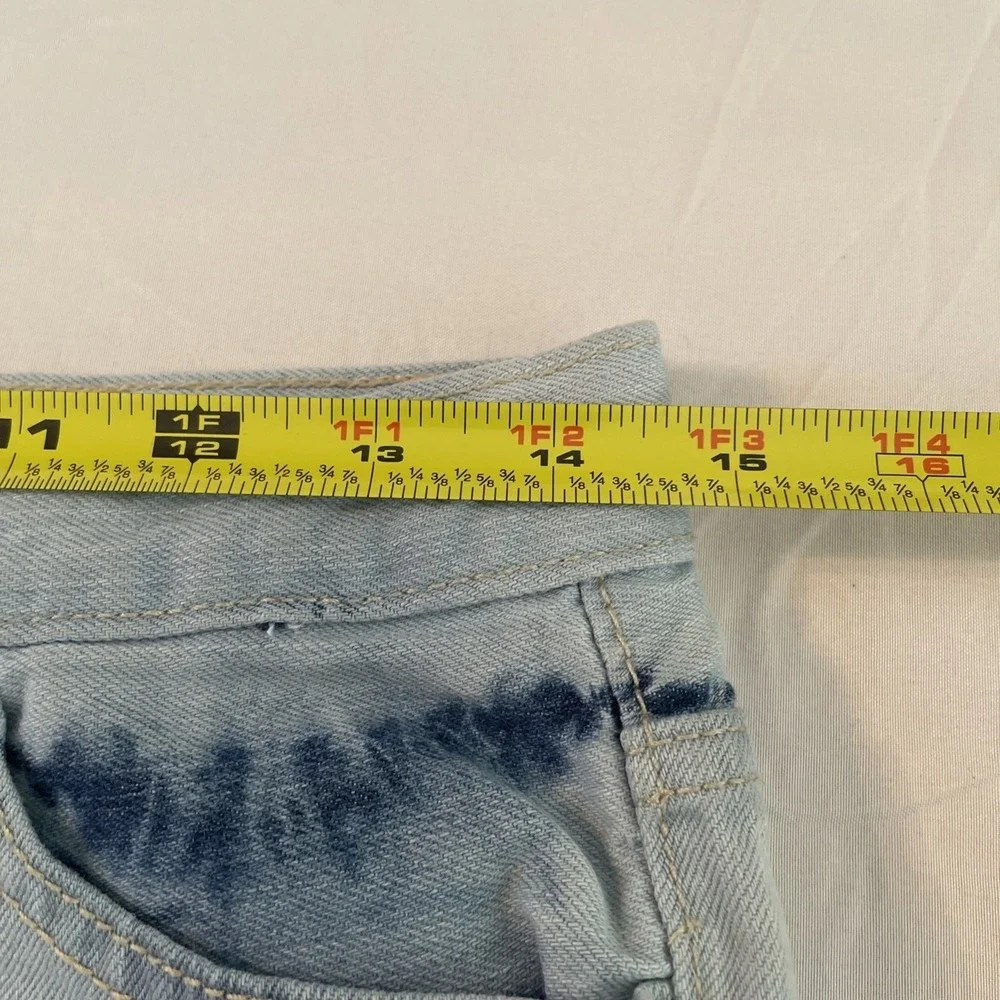 Childrens Place Denim Tie Dye Shorts Girls Size 16 Blue White Frayed Hem Shortie
